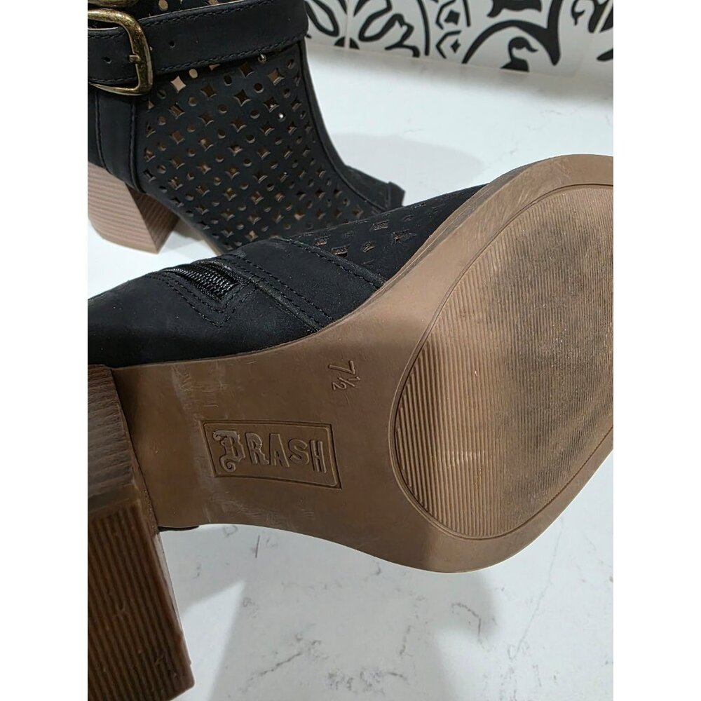 Women's size 7.5 Brash black cut-out peep-toe booties So Cute! - Picture 3 of 6